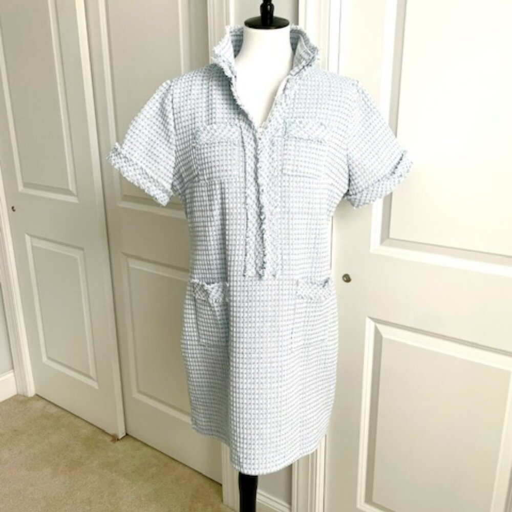 Elegant Blue Checkered Dress